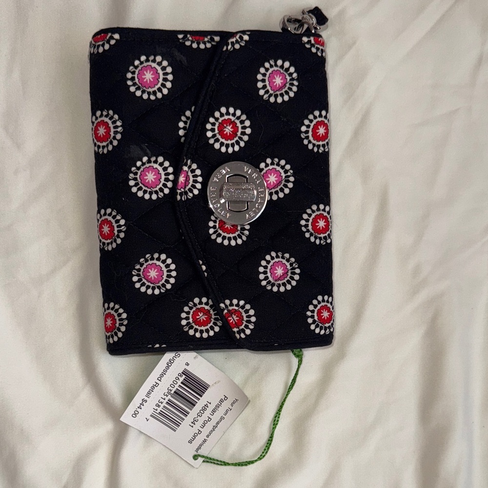 Vera Bradley Quilted Wallet with Red and Pink Floral Accents